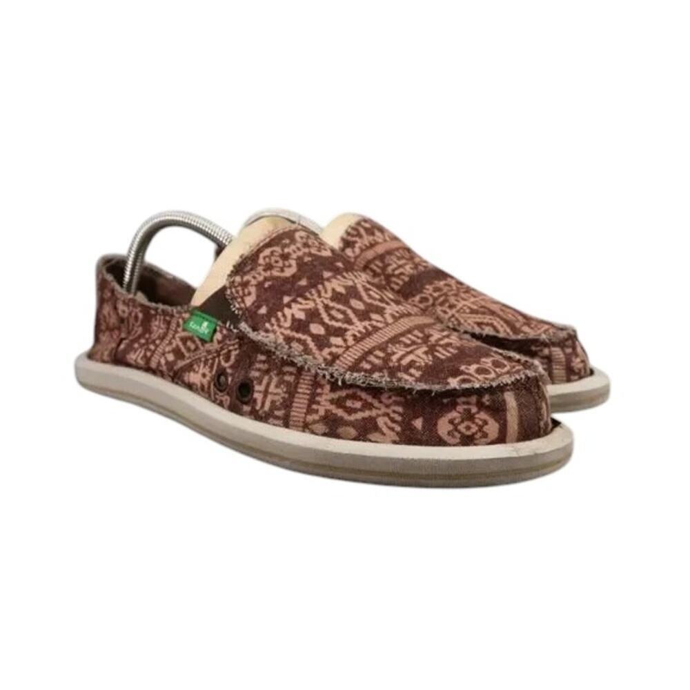 Sanuk Shoes Womens 9 Casual Slip On Flats Johanna Woven Flannel Loafer Comfort